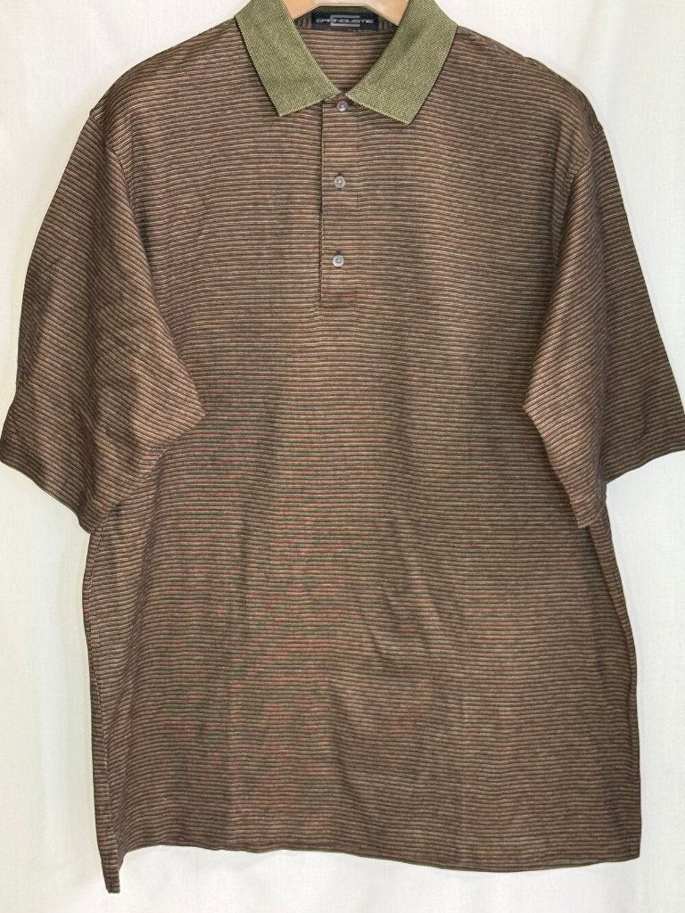 Carnoustie Men's Short Sleeves w/ Collar Pinstripe Polo Shirt - Fern Green - XL